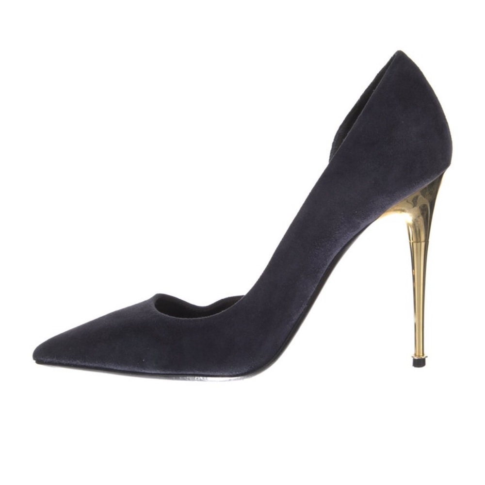Tom Ford Black Suede Heels with Gold Stiletto